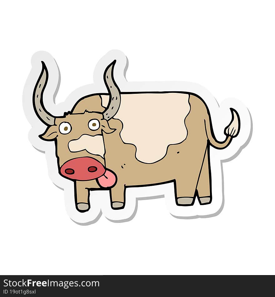 Sticker Of A Cartoon Bull