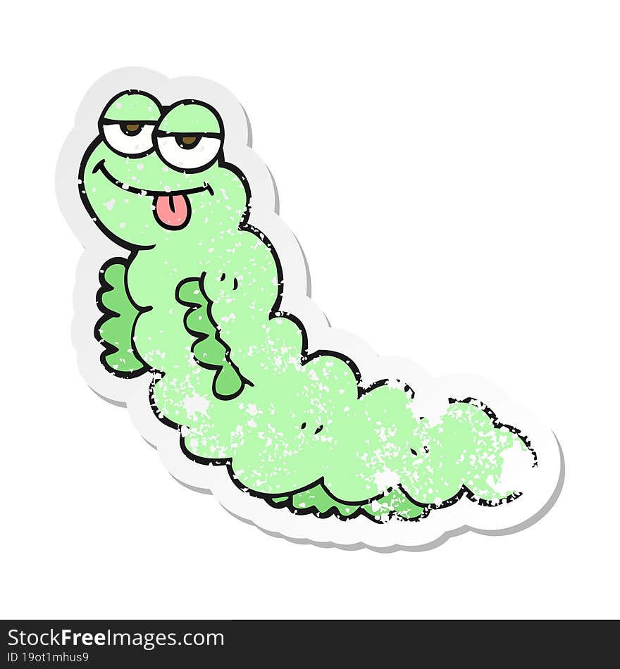 retro distressed sticker of a cartoon caterpillar