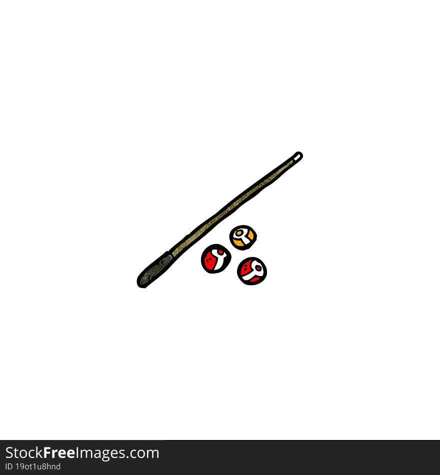 Cartoon Pool Cue And Balls