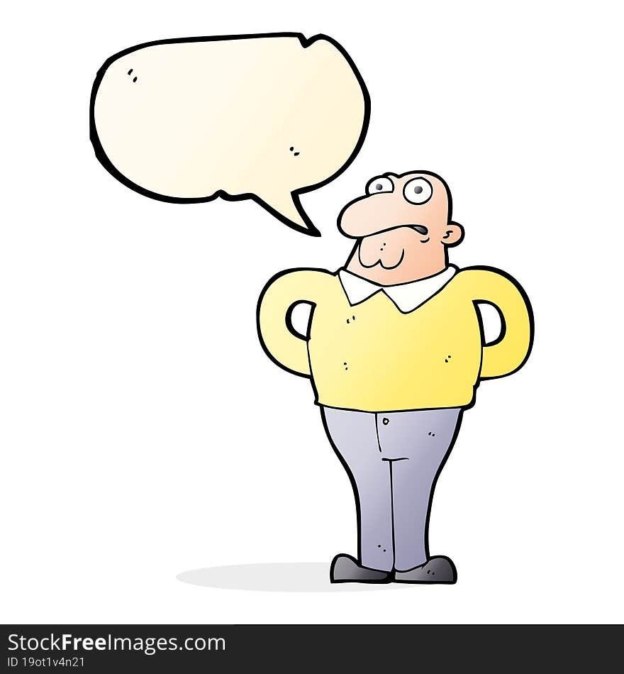 cartoon worried man with speech bubble