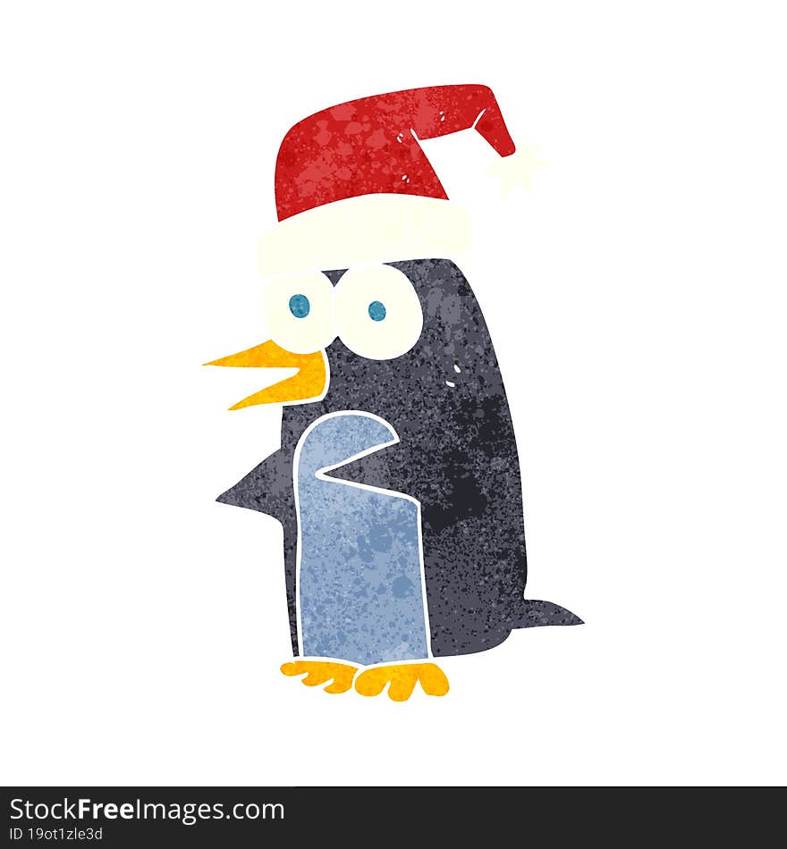 retro cartoon christmas penguin