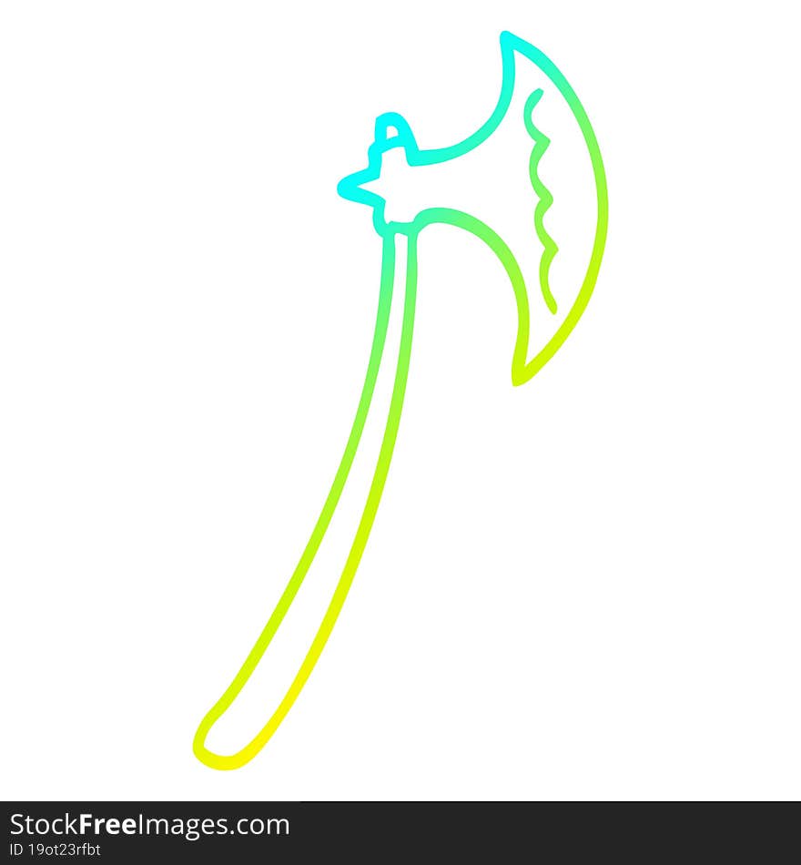 cold gradient line drawing cartoon axe