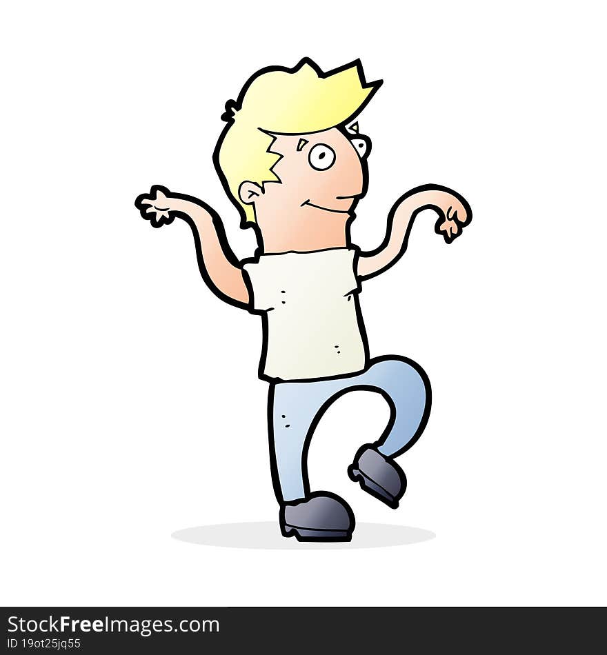 cartoon happy man doing funny dance