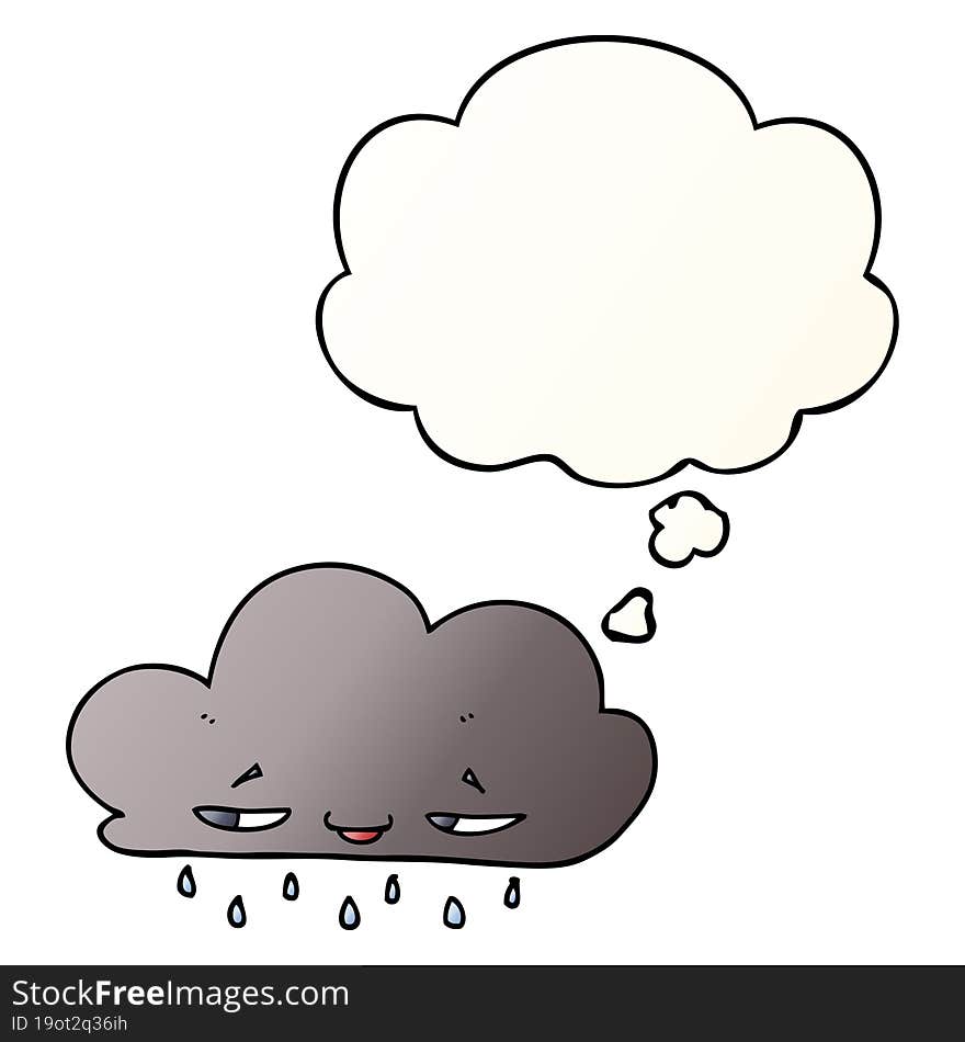 cartoon rain cloud and thought bubble in smooth gradient style