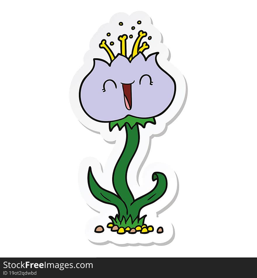 sticker of a cute cartoon flower