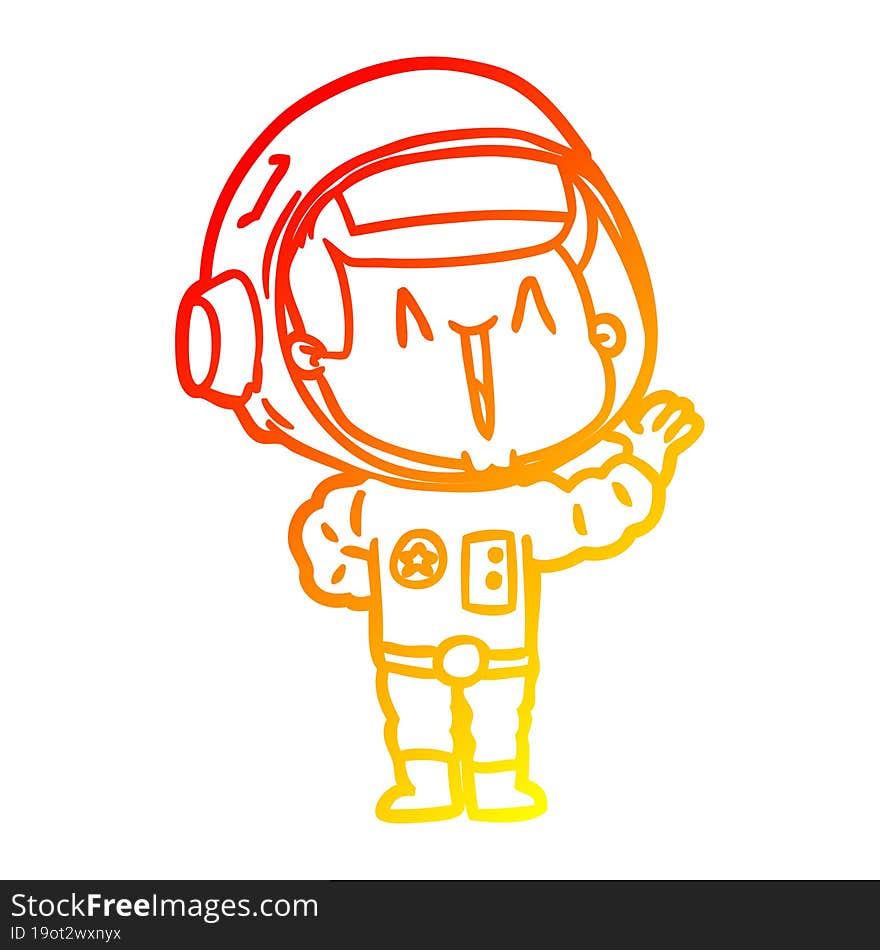 warm gradient line drawing singing cartoon astronaut