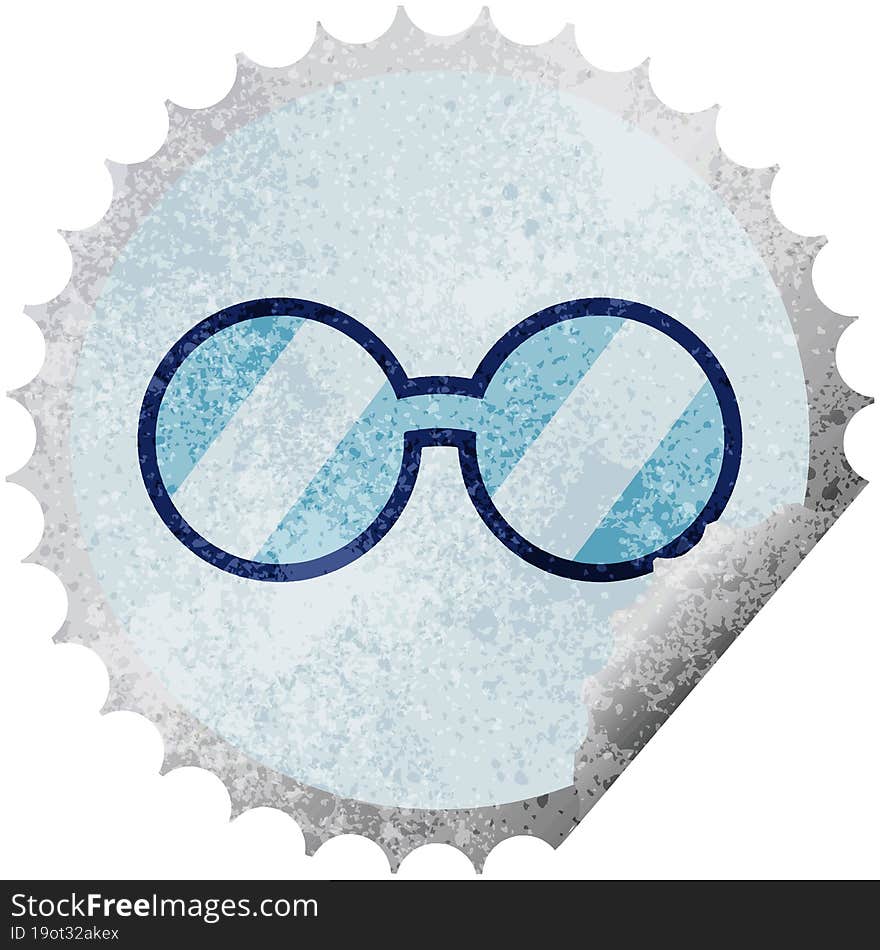 spectacles round sticker stamp