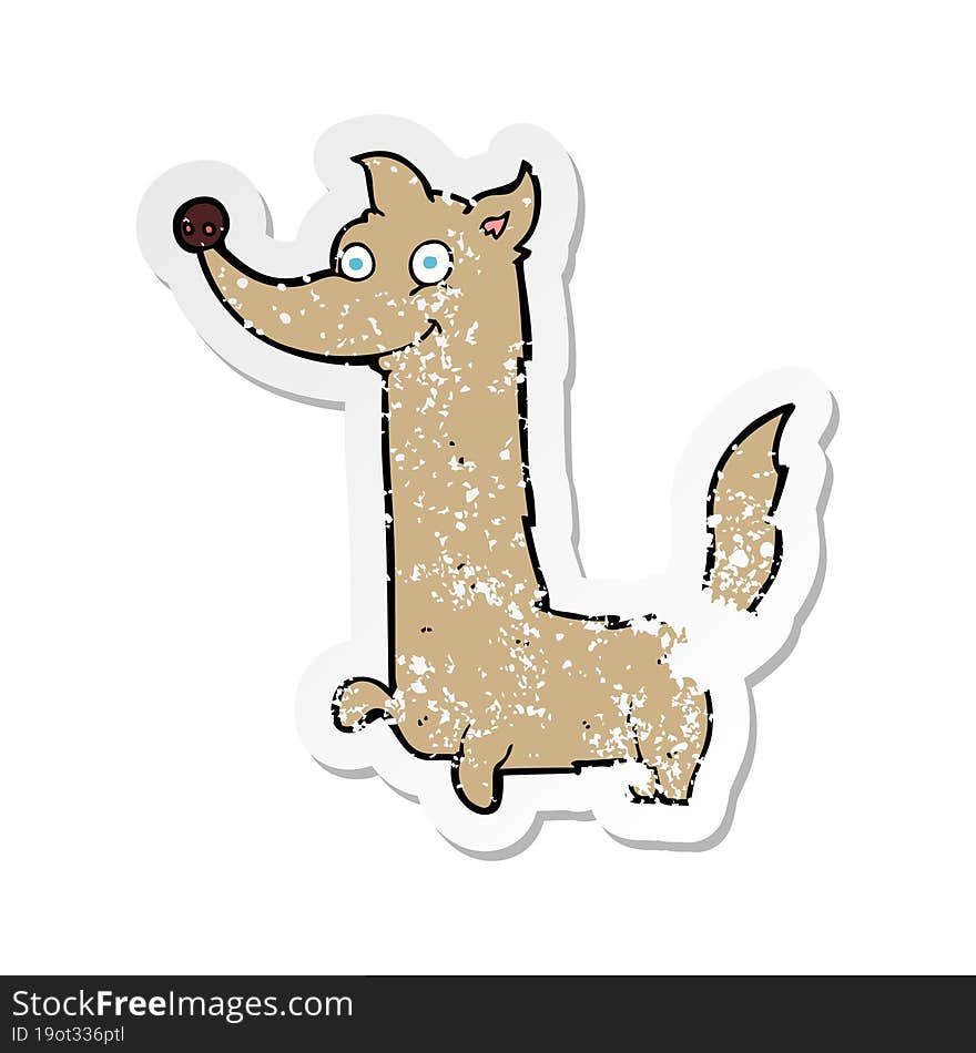 Retro Distressed Sticker Of A Cartoon Happy Dog