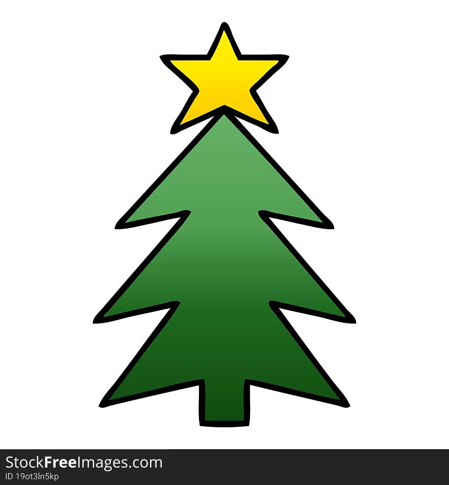 gradient shaded cartoon of a christmas tree