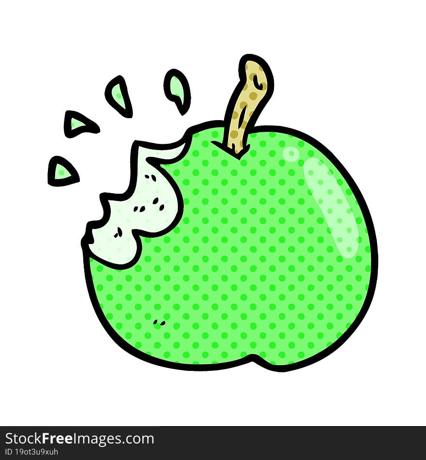 cartoon fresh bitten apple. cartoon fresh bitten apple