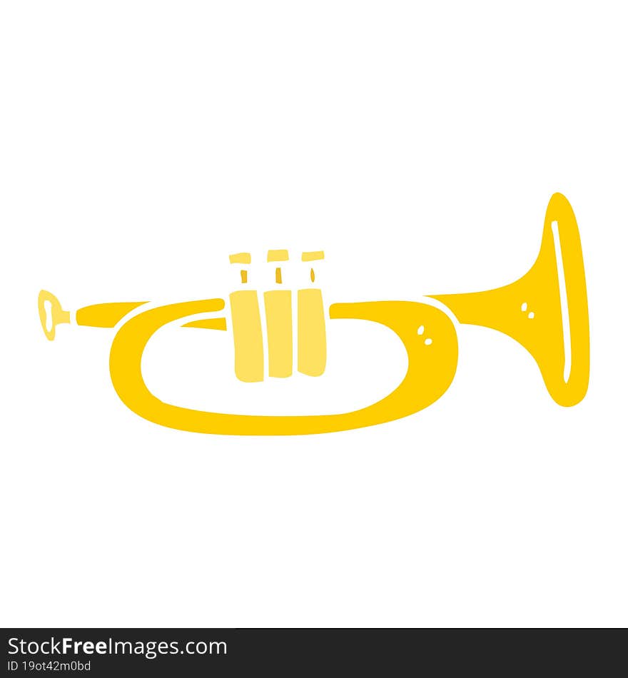 flat color illustration cartoon trumpet