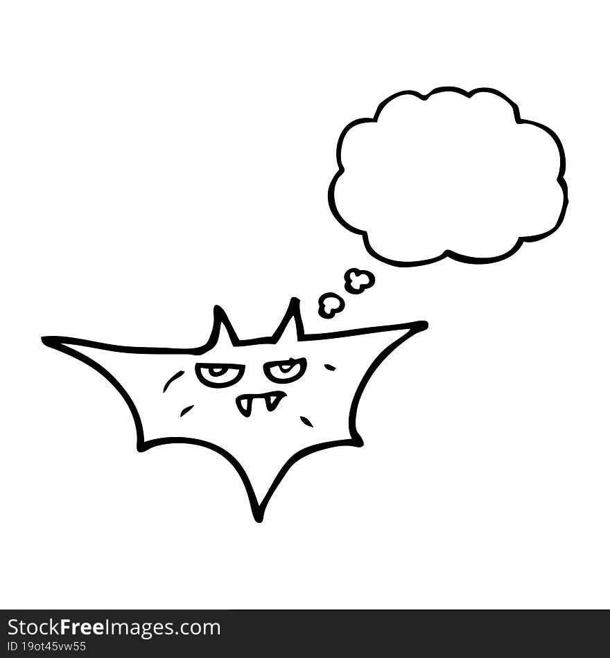 freehand drawn thought bubble cartoon halloween bat