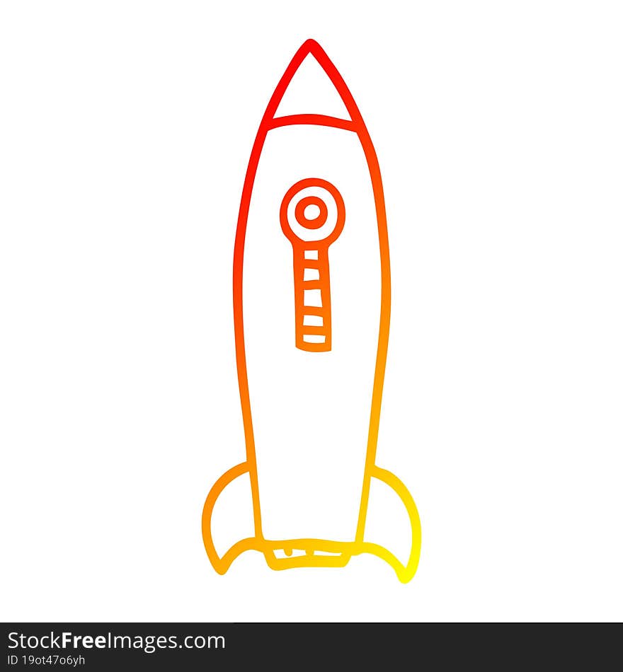 warm gradient line drawing cartoon space rocket