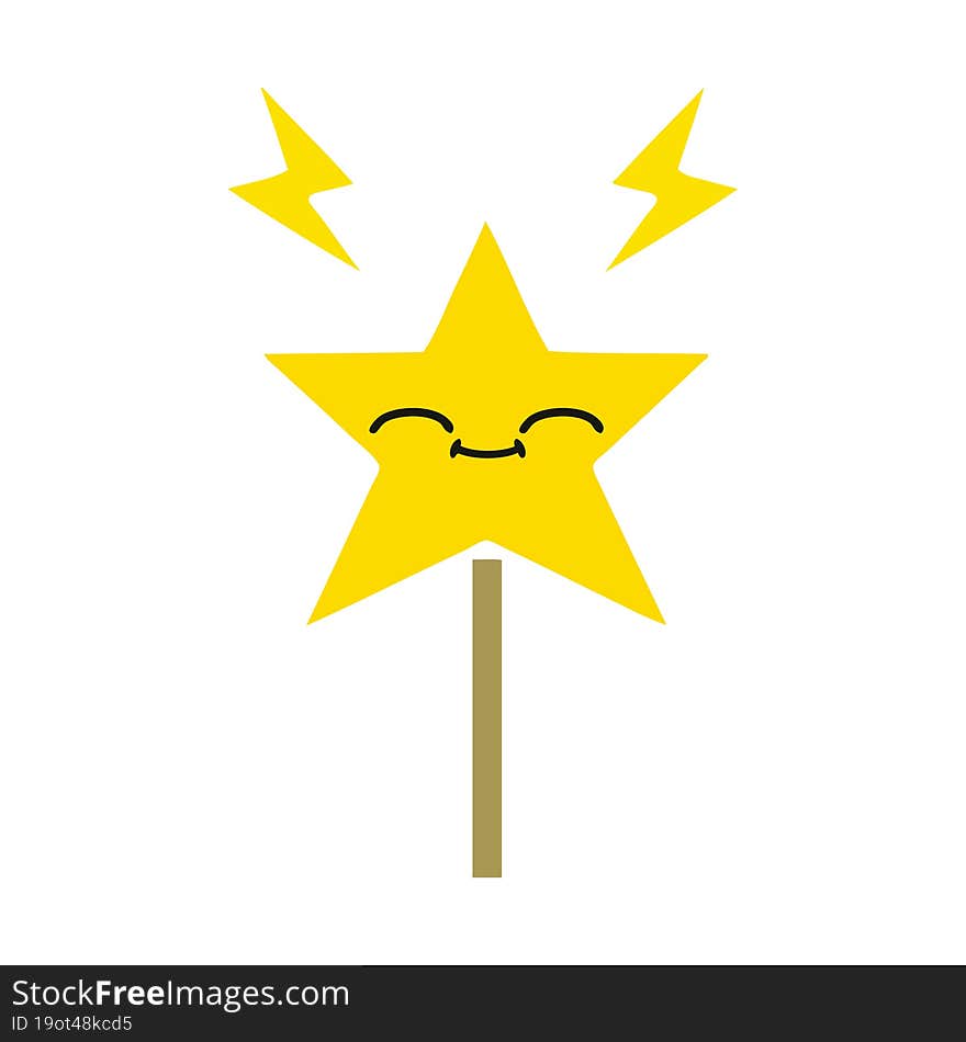 flat color retro cartoon of a magic wand