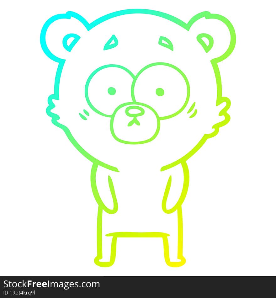 cold gradient line drawing surprised polar bear cartoon