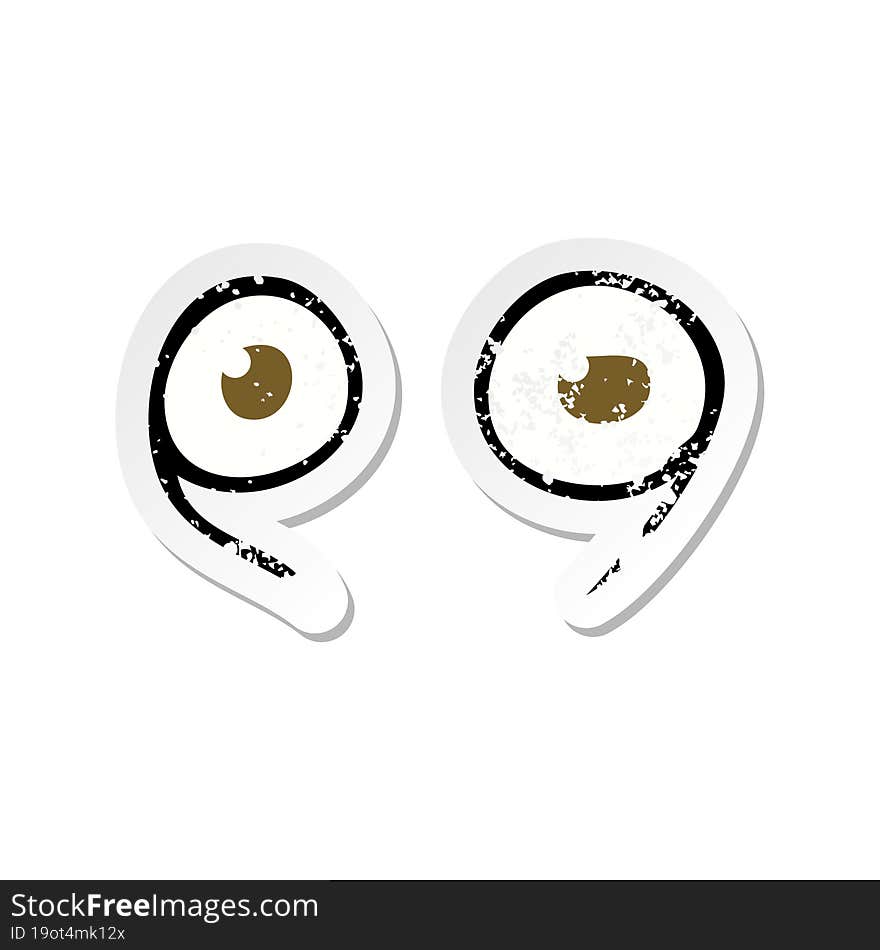 Retro Distressed Sticker Of A Cartoon Eyes