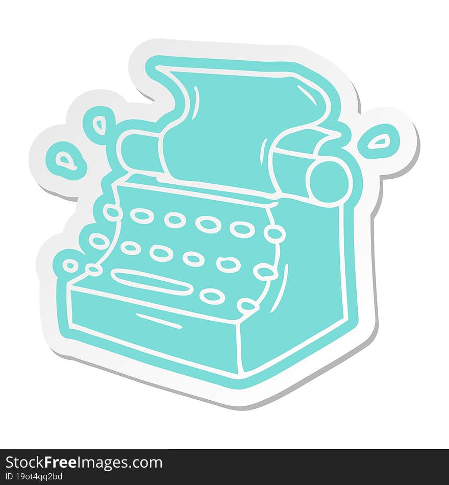 cartoon sticker of old school typewriter