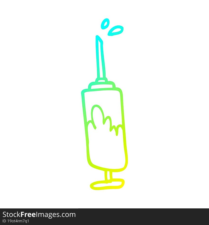 cold gradient line drawing cartoon needle full of blood