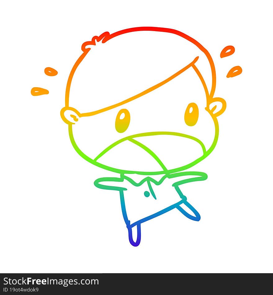 rainbow gradient line drawing of a cute shocked man