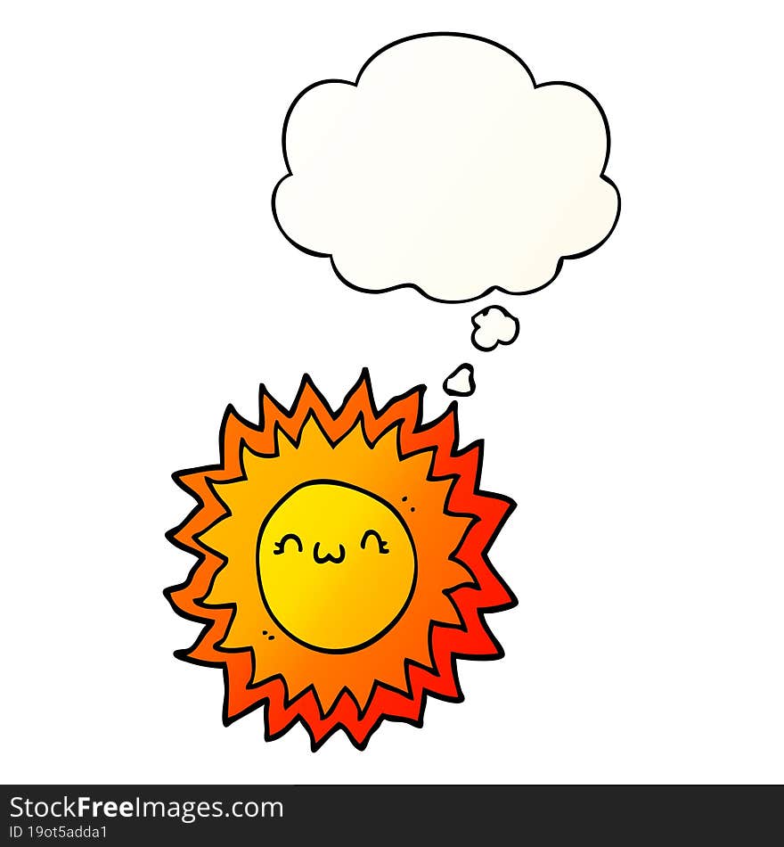 cartoon sun with thought bubble in smooth gradient style