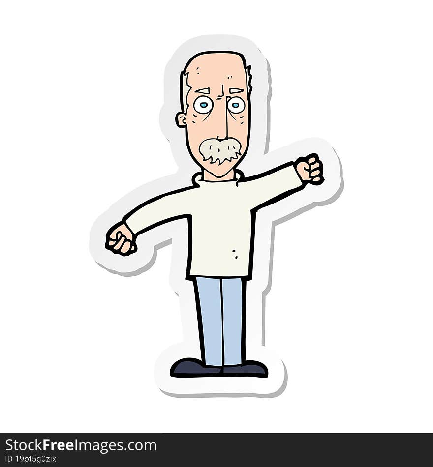 Sticker Of A Cartoon Angry Old Man