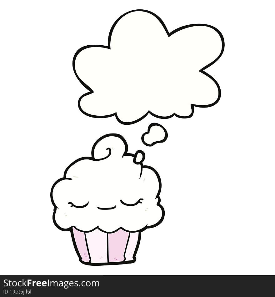 Cartoon Cupcake And Thought Bubble