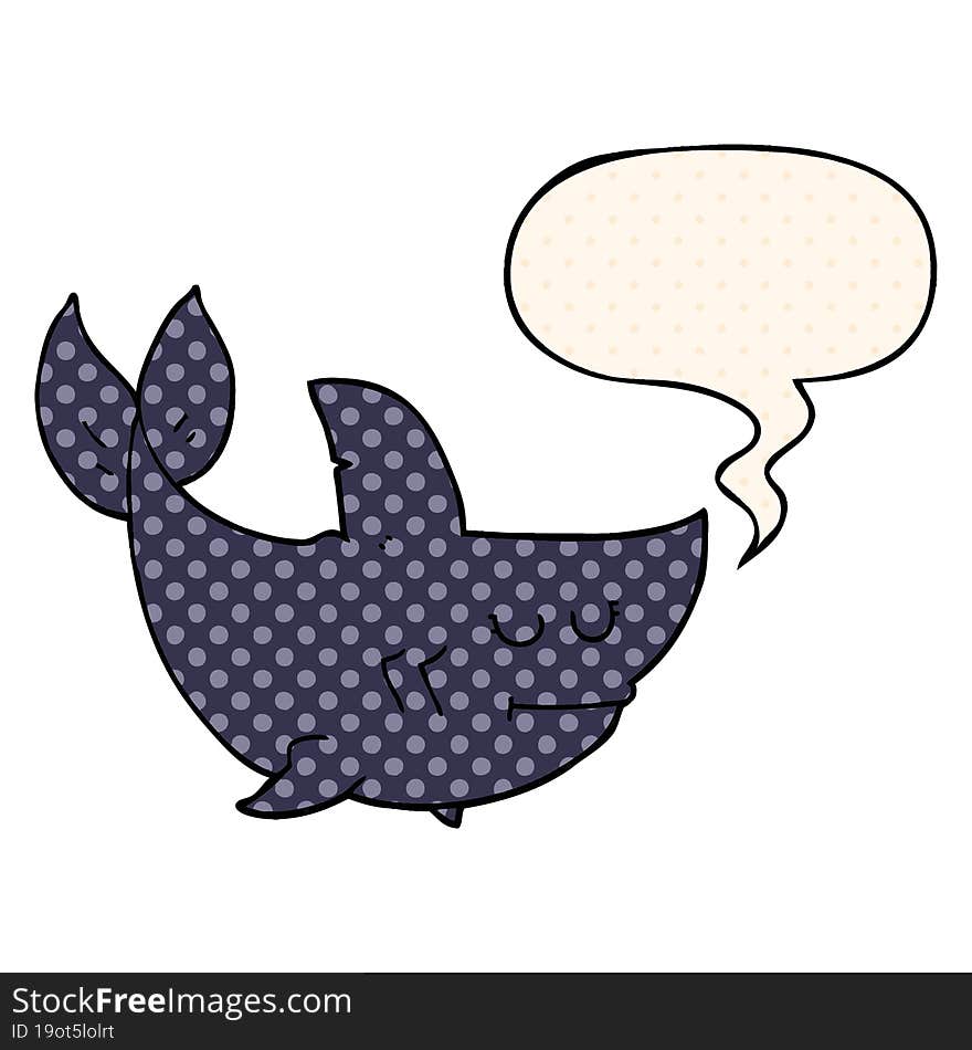 cartoon shark and speech bubble in comic book style