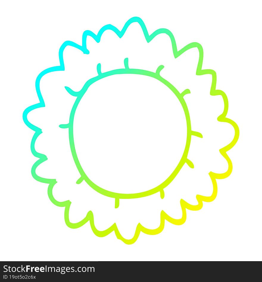 cold gradient line drawing of a cartoon flower