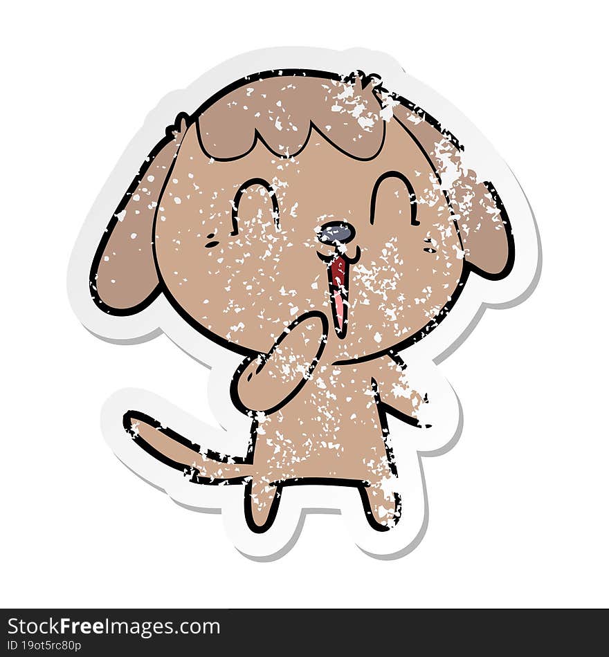 distressed sticker of a cute cartoon dog