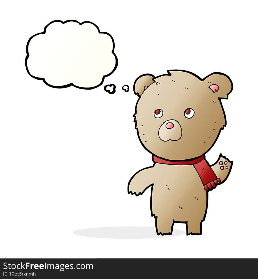 cartoon teddy bear with thought bubble