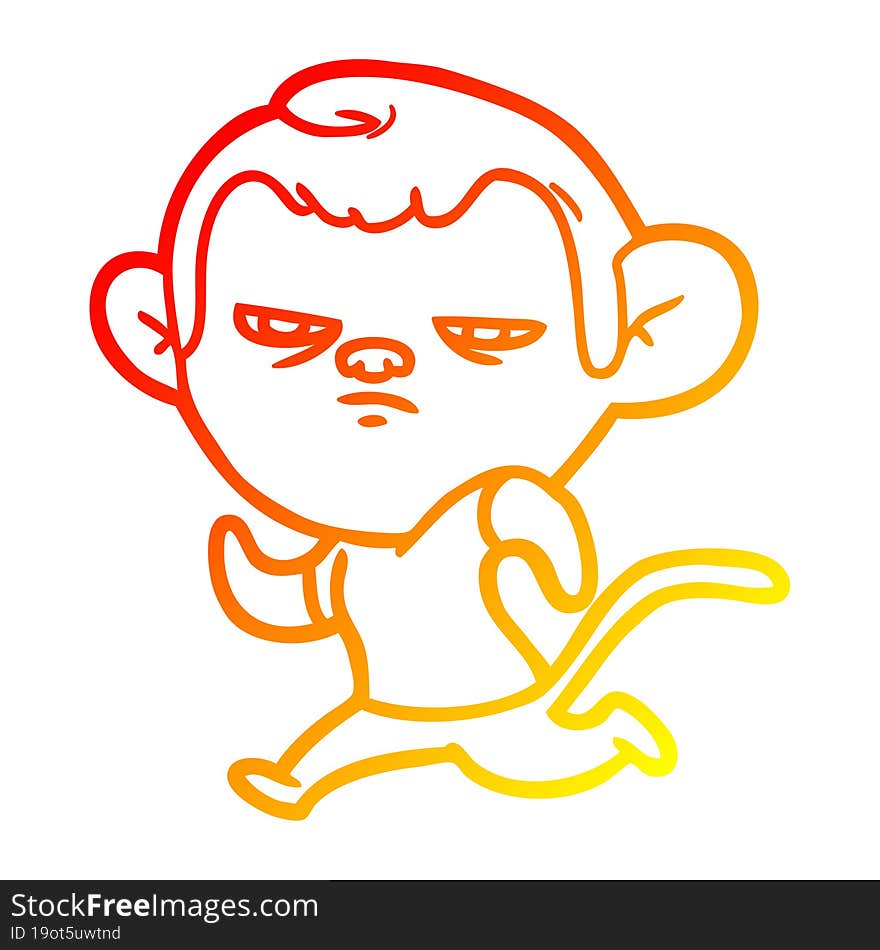 warm gradient line drawing of a cartoon monkey