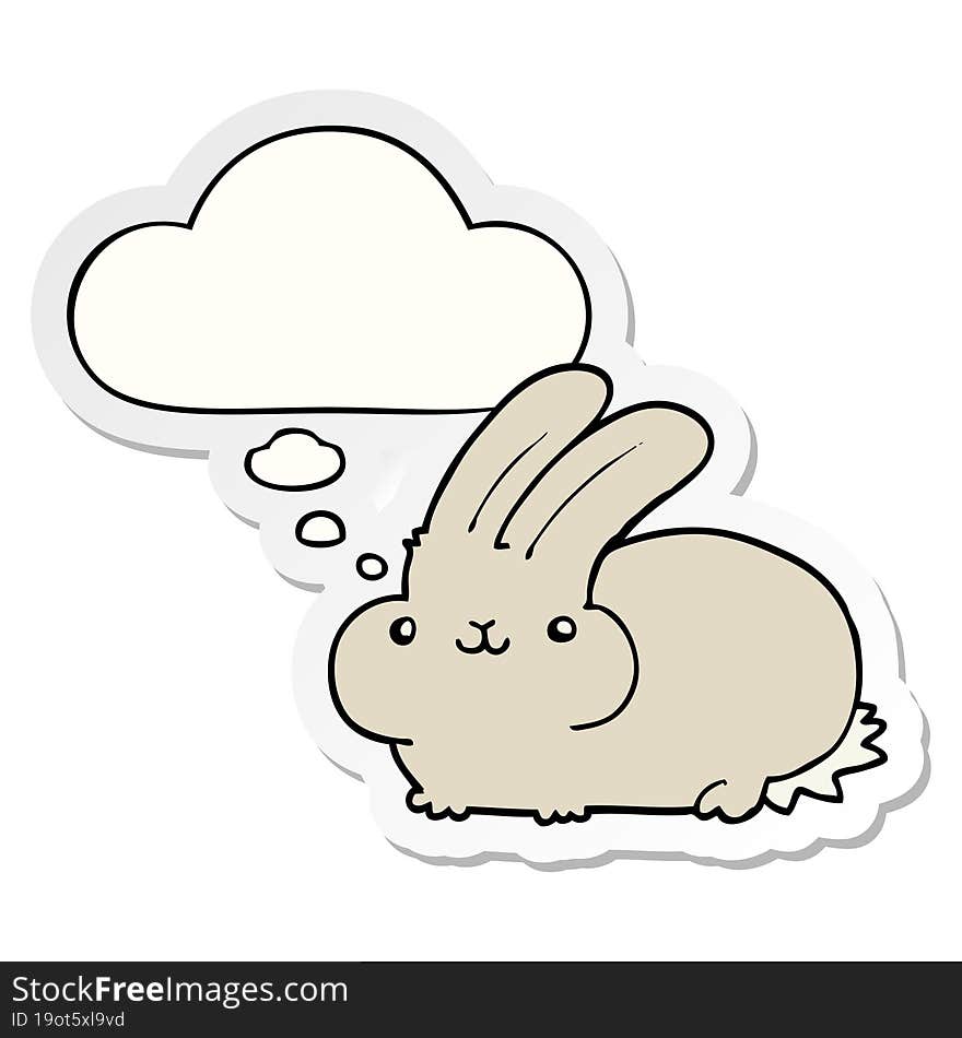 cartoon rabbit and thought bubble as a printed sticker