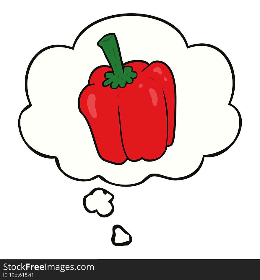 cartoon pepper with thought bubble. cartoon pepper with thought bubble