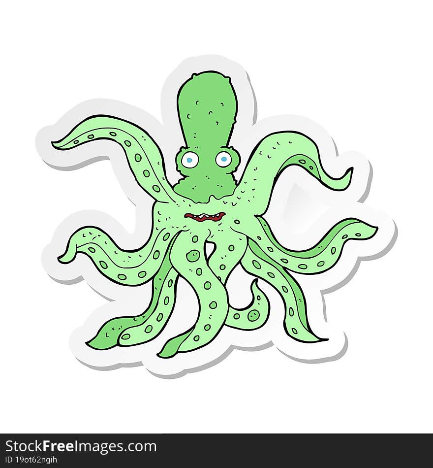 sticker of a cartoon giant octopus