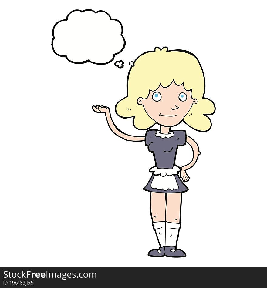 Cartoon Maid With Thought Bubble