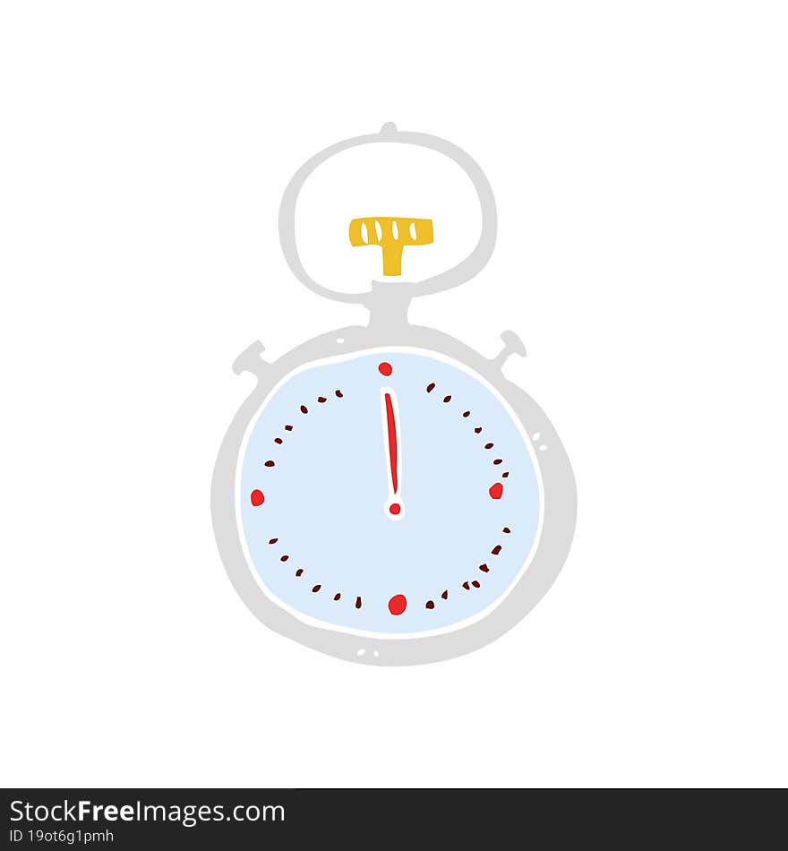 Flat Color Illustration Of A Cartoon Stop Watch