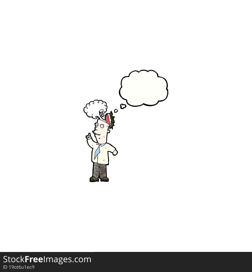 cartoon businessman with steaming brain