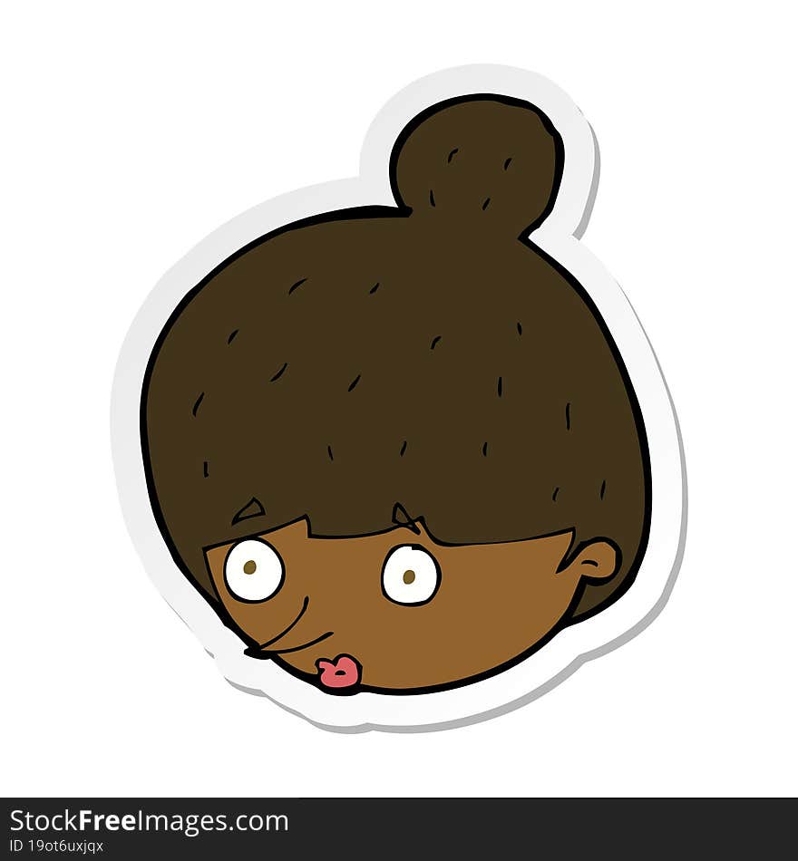 Sticker Of A Cartoon Surprised Womans Face