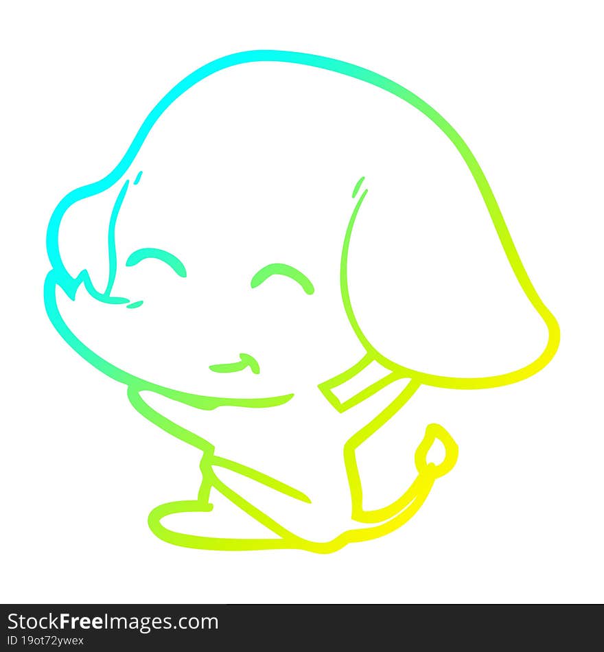 cold gradient line drawing cute cartoon elephant