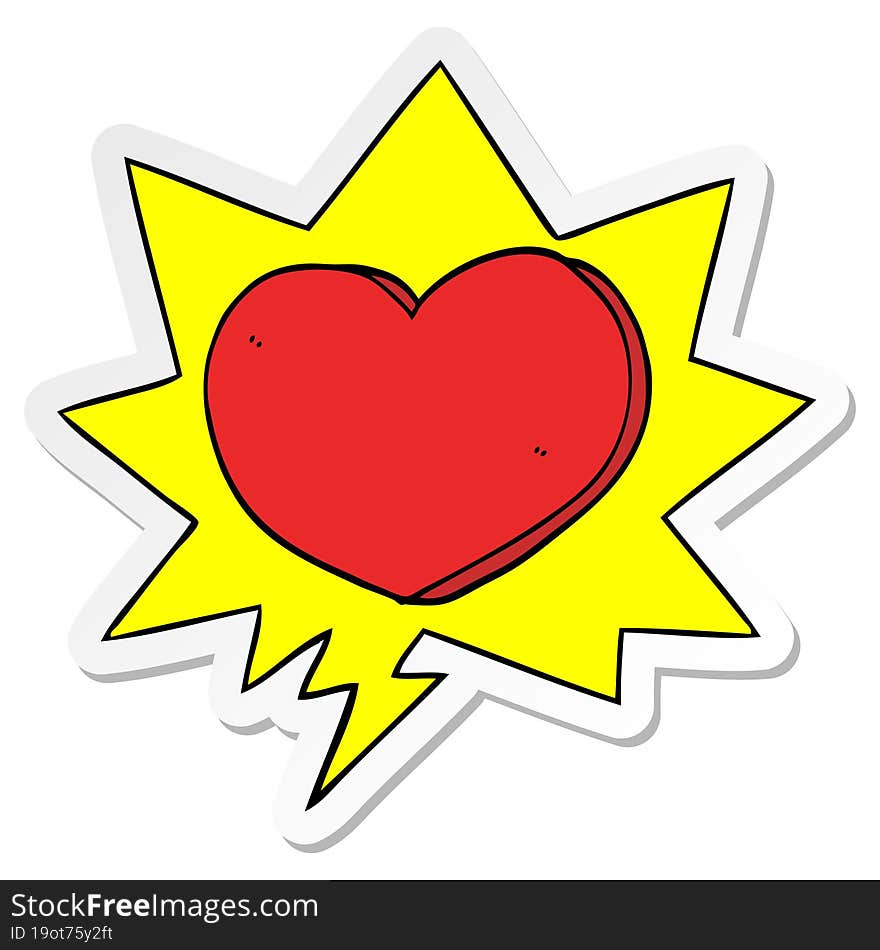 Cartoon Heart And Speech Bubble Sticker