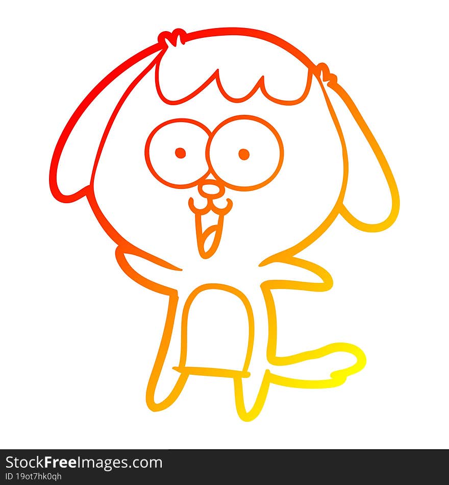 warm gradient line drawing of a cute cartoon dog