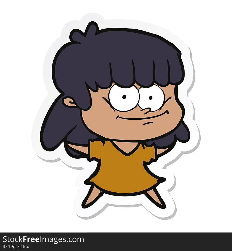 sticker of a cartoon girl smiling