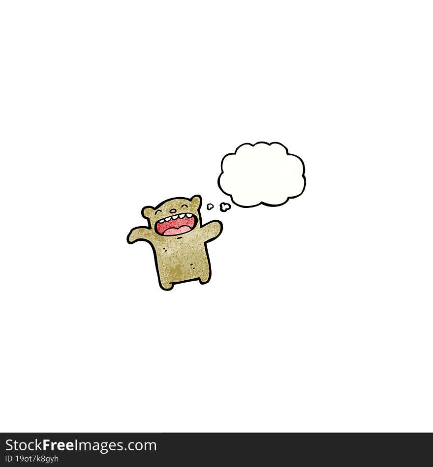 little bear with thought bubble cartoon