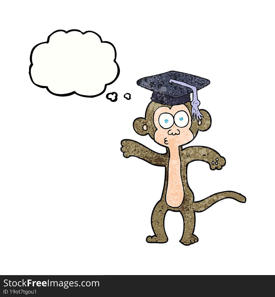 thought bubble textured cartoon graduate monkey