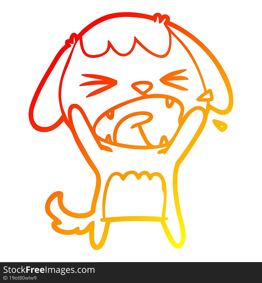 warm gradient line drawing of a cute cartoon dog barking