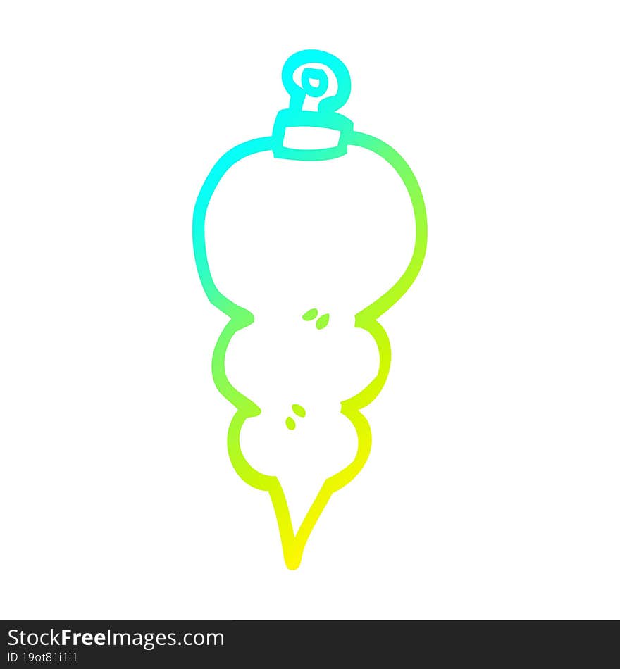 cold gradient line drawing of a cartoon xmas decoration