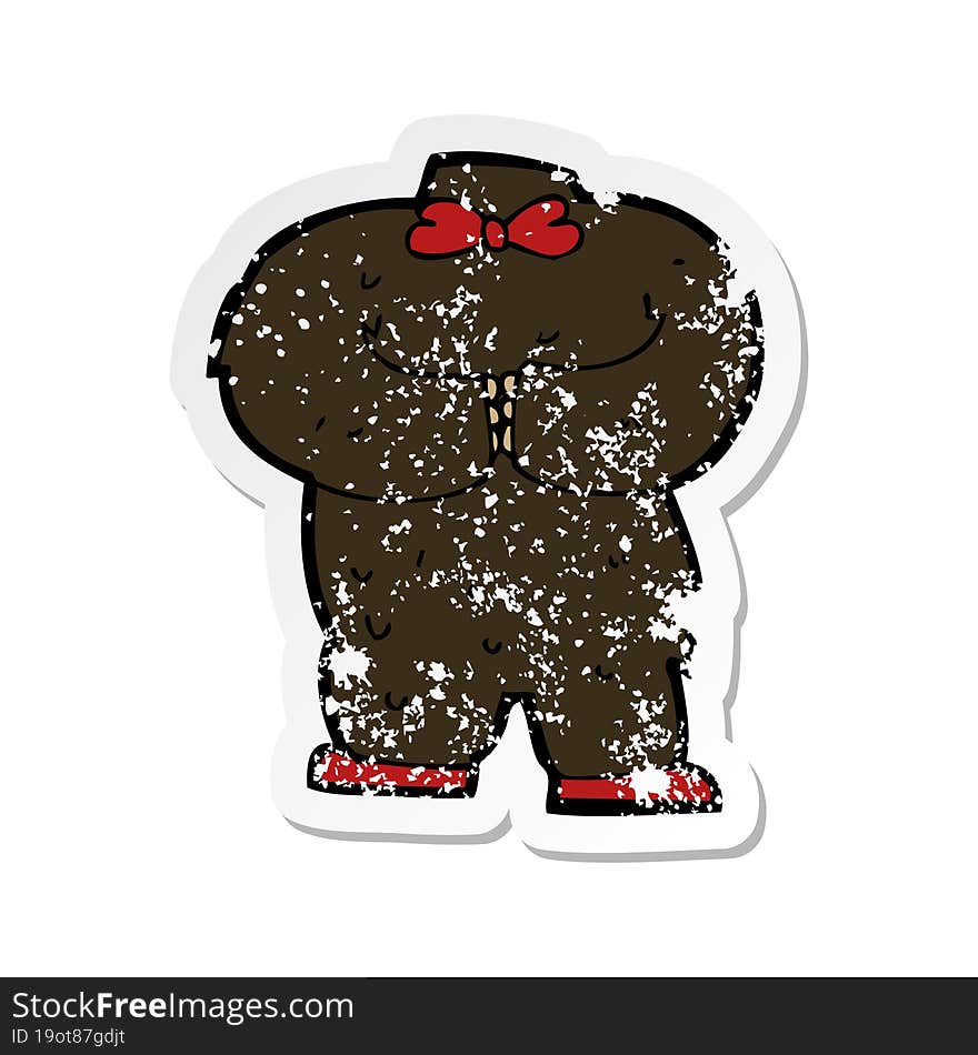 retro distressed sticker of a cartoon teddy bear body