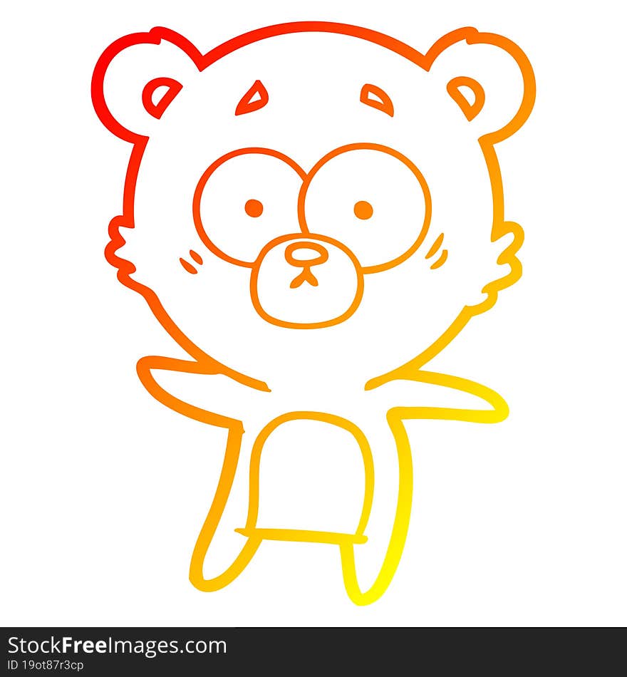 Warm Gradient Line Drawing Anxious Bear Cartoon