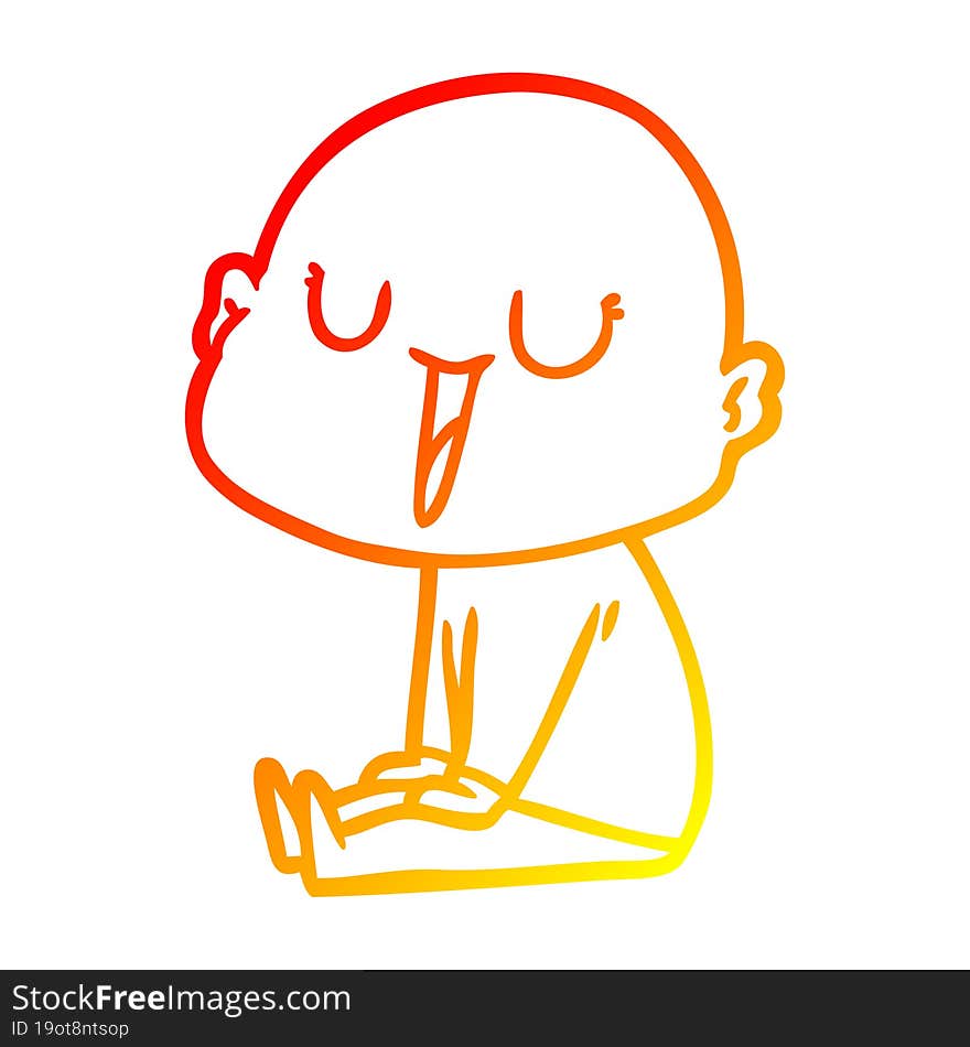 warm gradient line drawing happy cartoon bald man