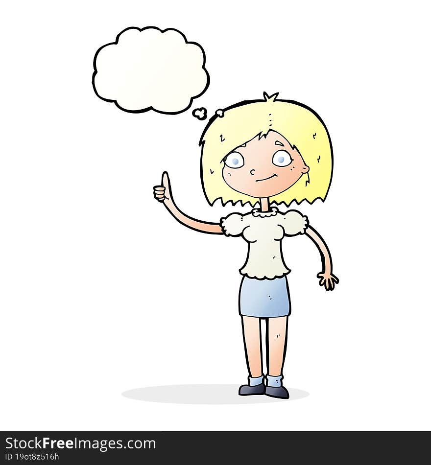 Cartoon Woman With Idea With Thought Bubble